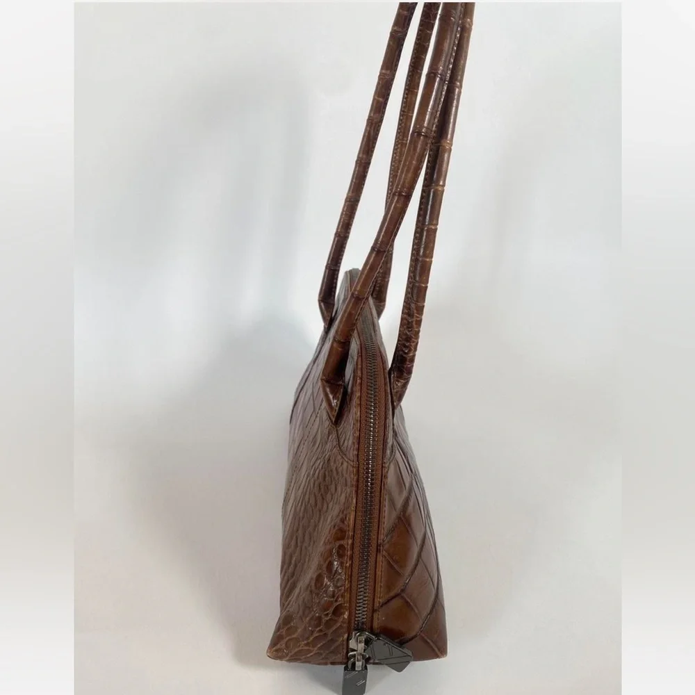 Furla Designer Brown Crocodile-Embossed Handbag Vintage - Picture 6 of 8